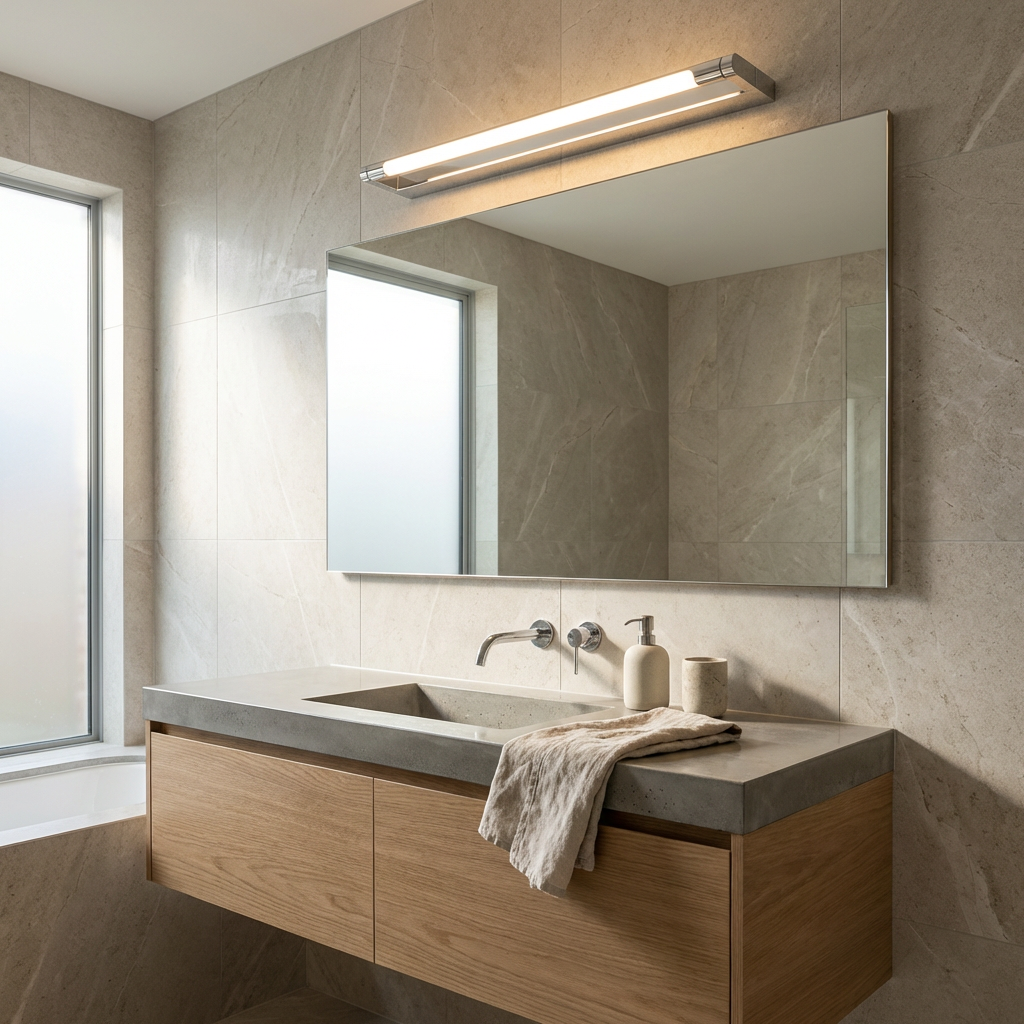 Rotatable Mirror Light with Selectable Colour Temperature - Brushed Metal