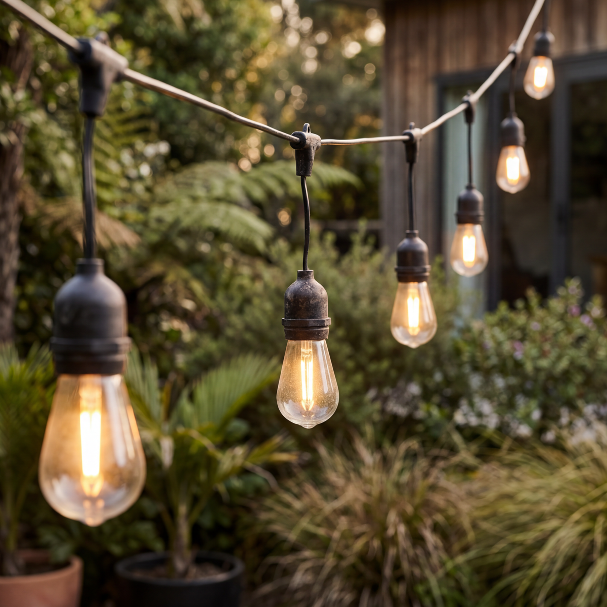 Dimmable Solar Festoon Lights 10 Bulbs - 3 Colour Temperature