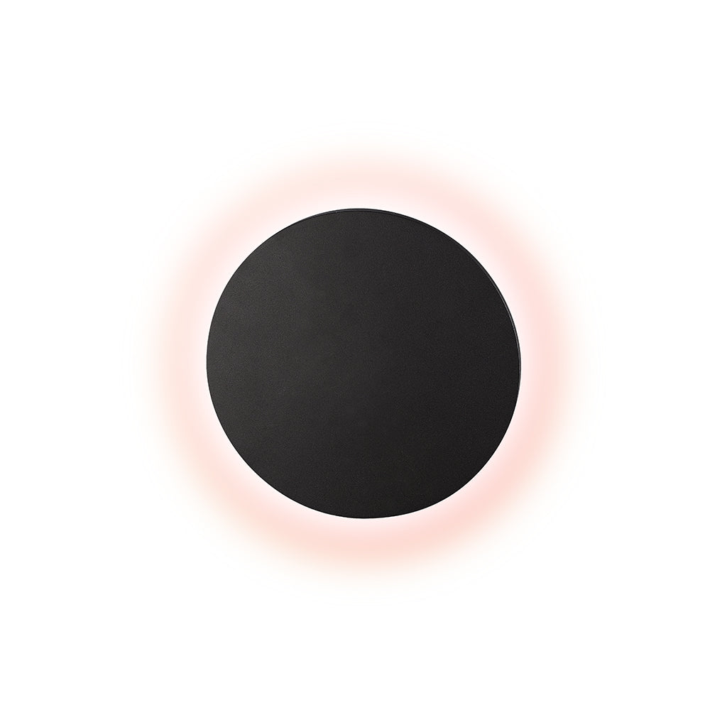 Backlit Round Wall Light 180mm Black